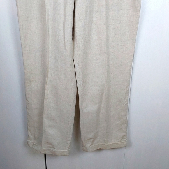 Liz Claiborne Mens Cream LINEN Trouser Pants Neutral Preppy Luxe Sz.38x32 - Picture 3 of 11